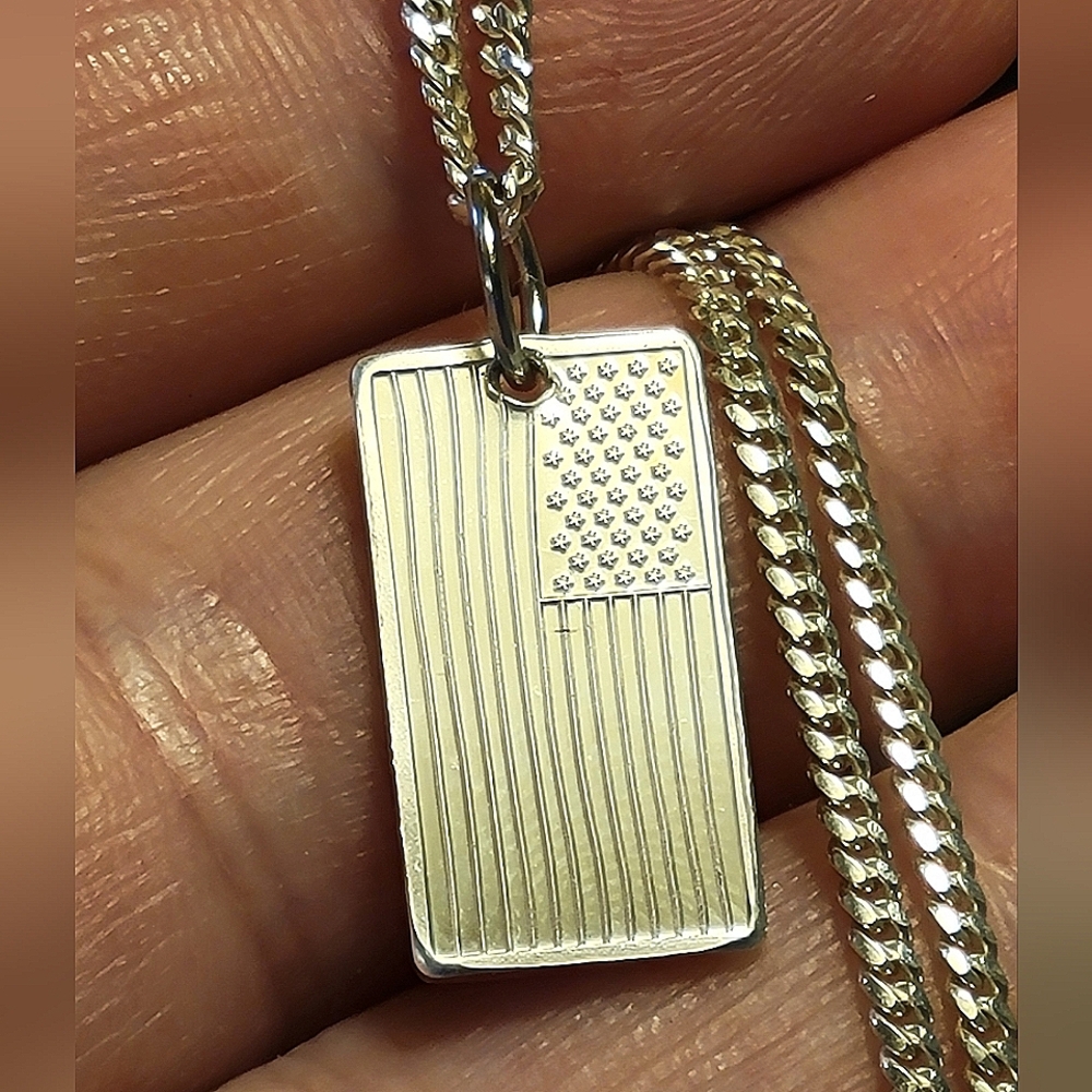 999 Fine Silver American Flag Pendant USA - New - 2.5g - 25mm - Offers Welcome